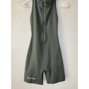 2BDesired Hawaii Sage Green Zip Front High Neck Athletic Bodysuit Size Small